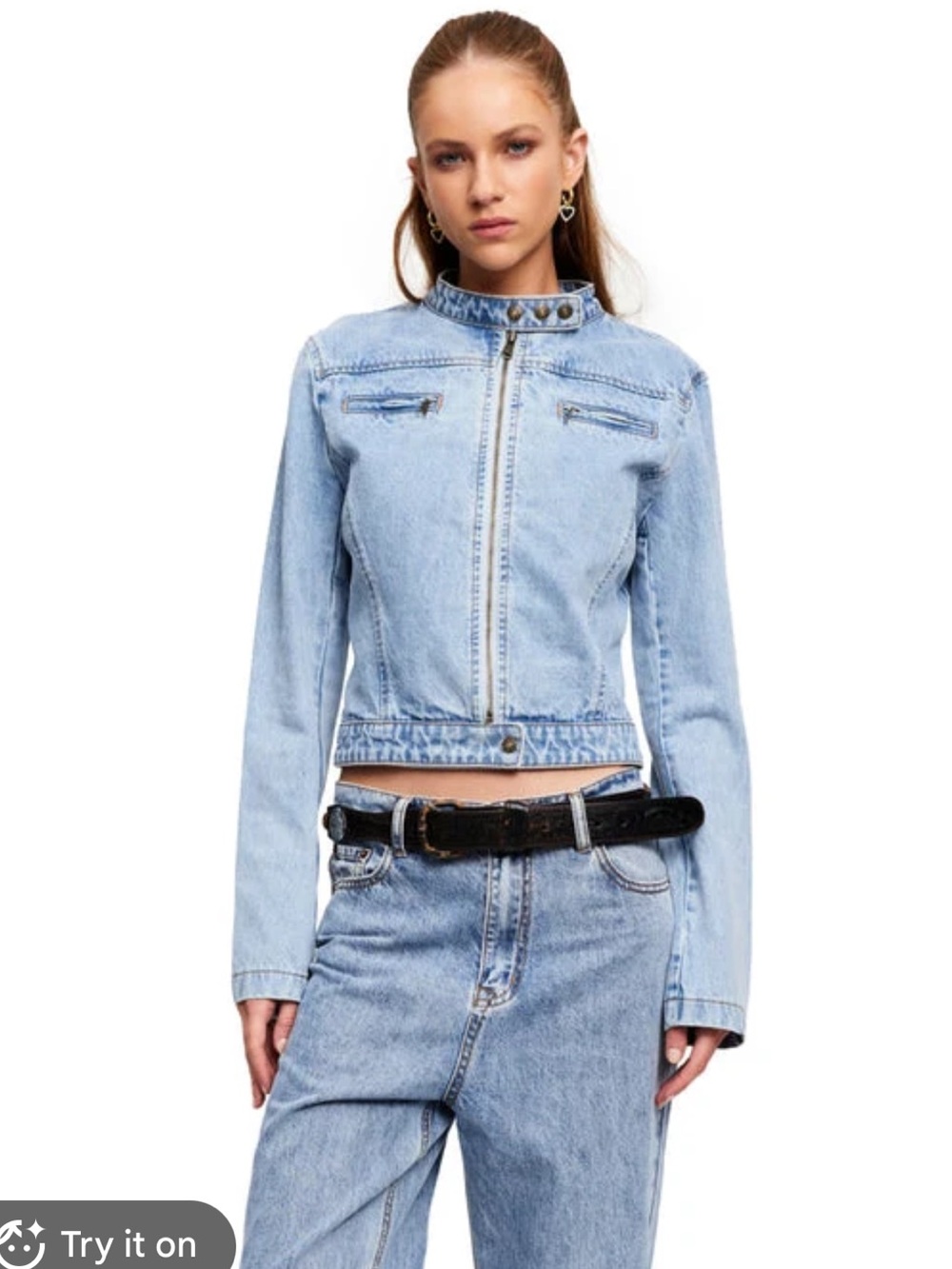 LIONESS Bella Moto denim jacket